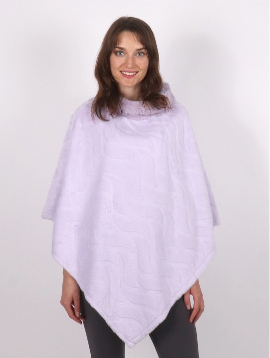 Soft Faux Fur Poncho W/  Wave Pattern 